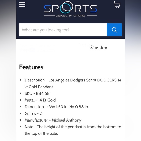 L.A. DODGERS 14K solid script logo pendant by Michael Anthony, NWOT - Picture 4 of 15